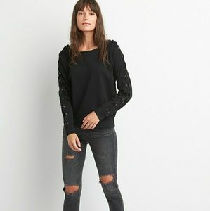 Lace-up sleeve pullover sweater by GAP